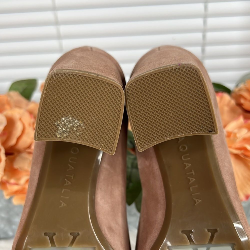 Aquatalia Blush Pink Suede Block Heel Pumps - Picture 8 of 11